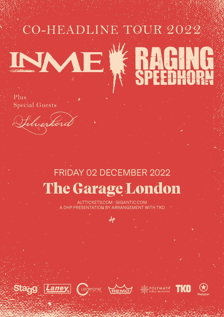UK metal heroes <a href="/inmeofficial/">InMe</a> and <a href="/Speedhornuk/">Raging Speedhorn</a> are joining forces for a co-headline show here at The Garage in December, joined by special guest <a href="/Silverkord/">Silverkord</a> !!!

Tickets on sale now 👉 bit.ly/3TasAxc