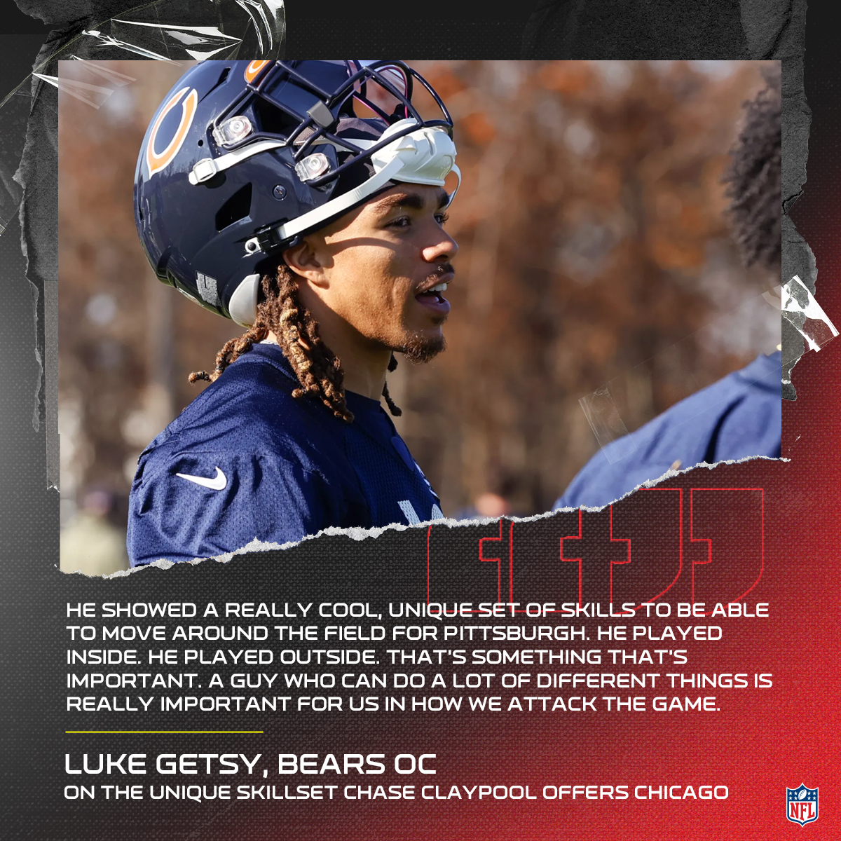 NFLCanada's tweet photo. Mapletron is expected to make his #Bears debut this Sunday versus the Dolphins. 🍁🐻🏈

📸: MaryKate Drews/Chicago Bears https://t.co/fDOIfsz0kF