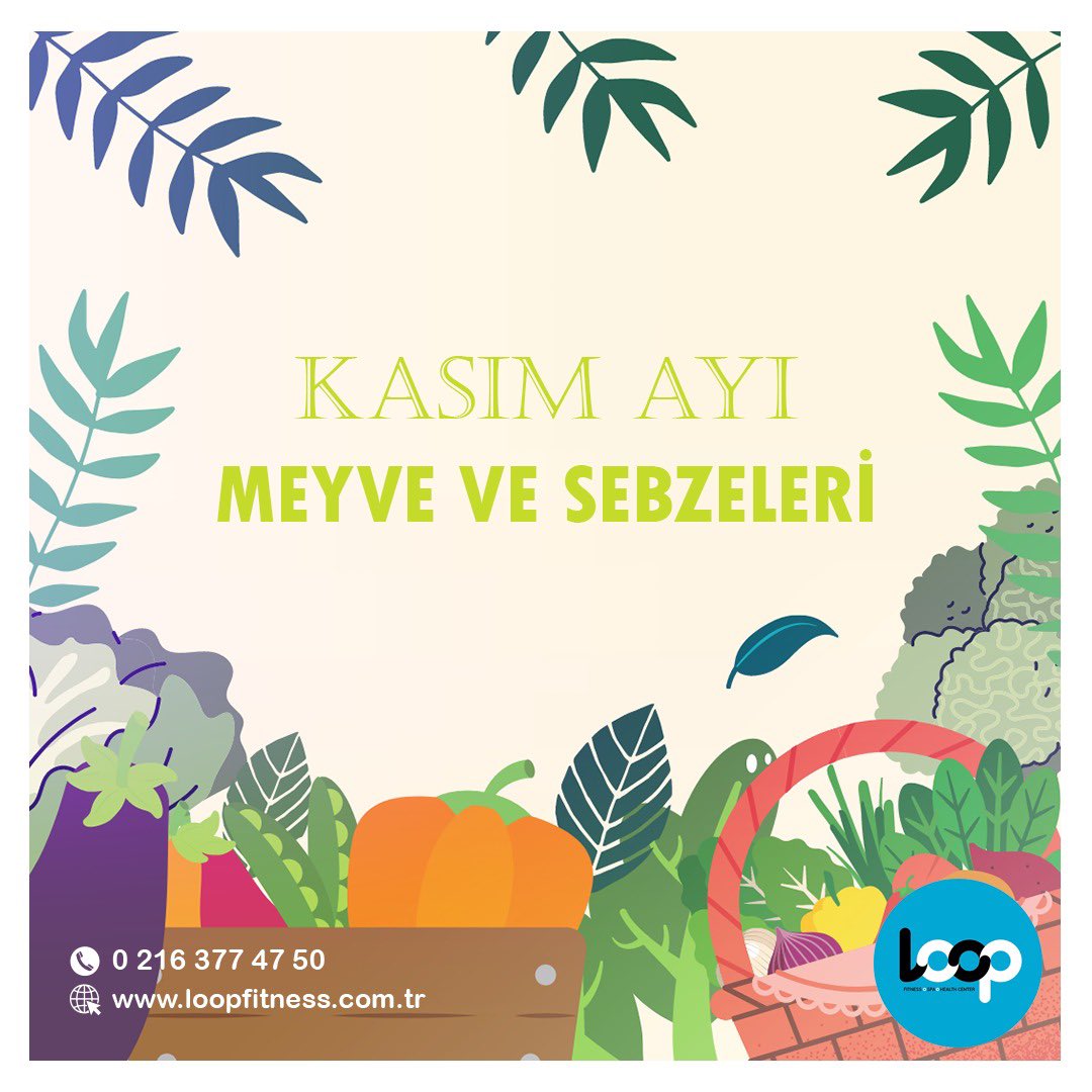 Kasım ayı sebzeleri: Karnabahar, kereviz, ıspanak, pırasa, havuç, şalgam, soğan, lahana, brüksel lahanası, pazı, marul, roka, biberiye, nane, maydanoz, tere.

Kasım ayı meyveleri: Mandalina, kivi, portakal, greyfurt, Trabzon hurması, elma, armut, muz, kuşburnu, ayva, nar.