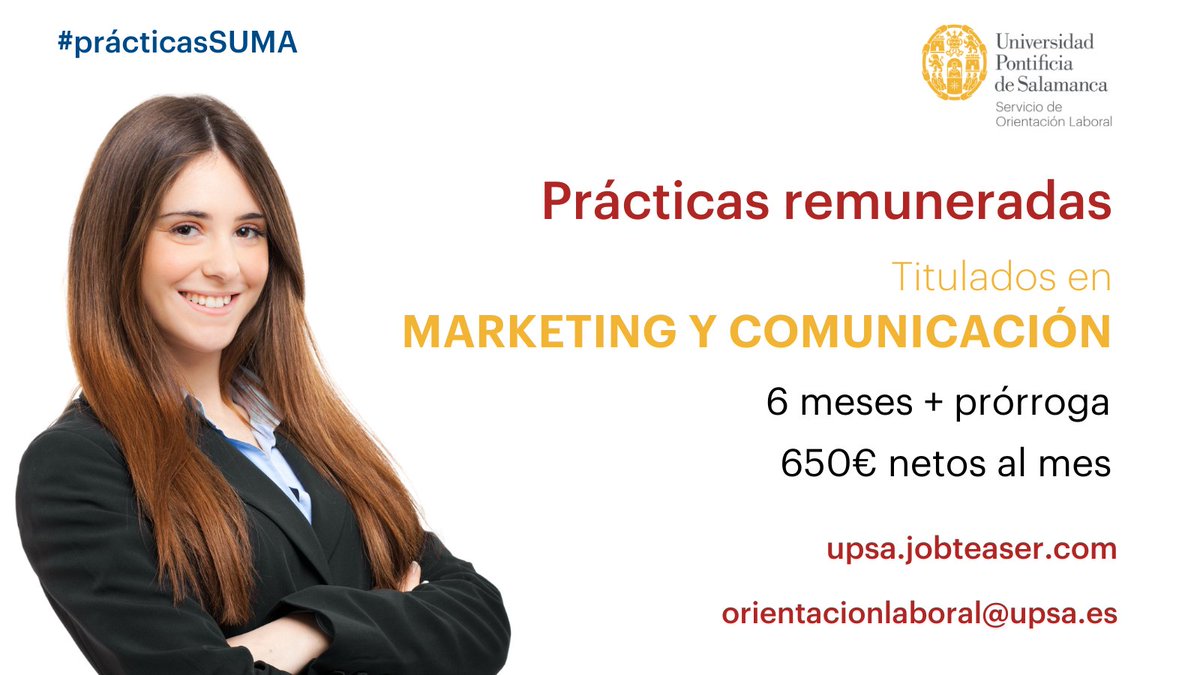 👉Abierto proceso de selección para titulados en el Grado en #MARKETING y #COMUNICACIÓN para realizar #PRÁCTICASREMUNERADAS en QUESERÍA LA ANTIGUA. Prepara un buen CV 📄y envía tu candidatura a través de upsa.jobteaser.com o escríbenos📩a orientacionlaboral@upsa.es ¡Suerte!