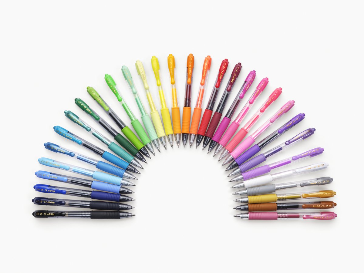 PilotPenUK's tweet photo. Fun Fact Friday 📜

Did you know there are over 31 G2 colours 🌈

Which is your favourite colour? ⬇️

#FunFactFriday #PilotPen #PilotPenUK #G2 #PilotG2 #ColourRange #Colours #GelPens https://t.co/d4mugKc7AW
