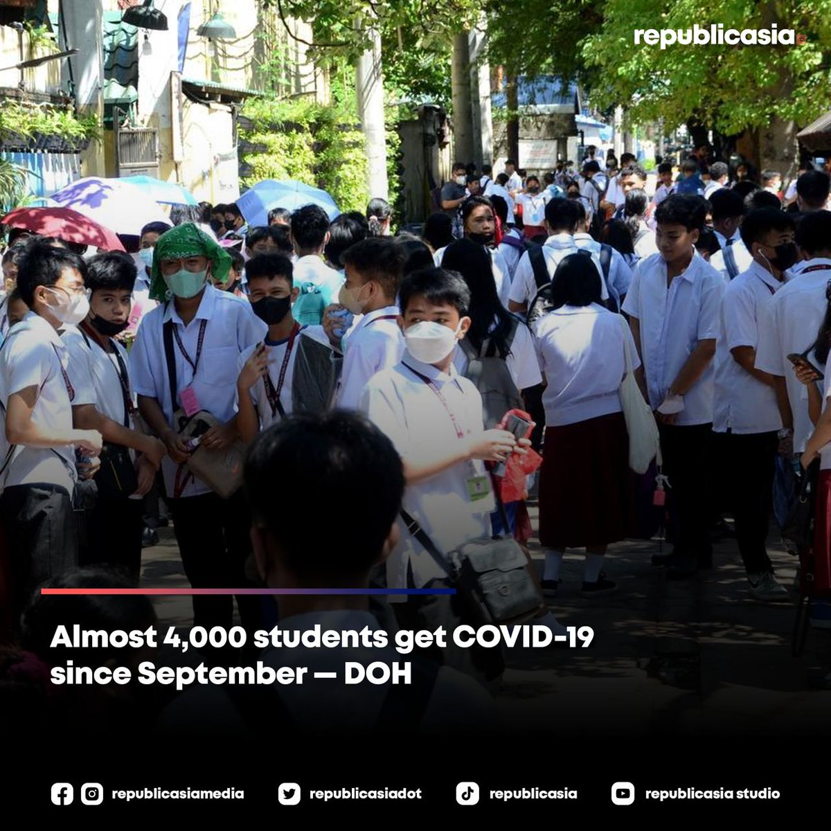 republicasiadot's tweet image. The Department of Health has logged around 3,900 cases of COVID-19 infections from different schools across the country from September 1 to November 3. 

#doh #f2fclasses #blendedlearning #f2f #estudyante #newsph #philippines #republicasia