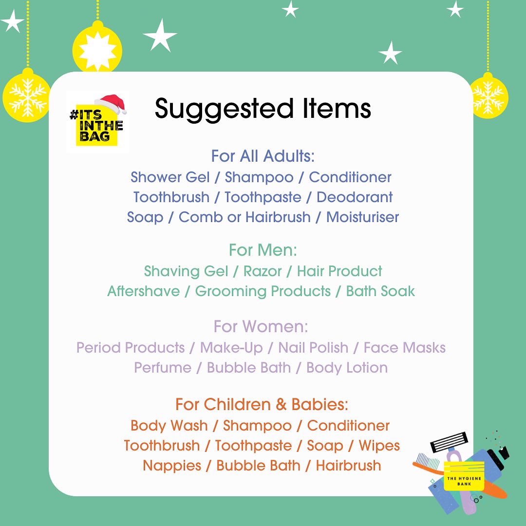 THBYork's tweet photo. Our Hygiene Bank York Christmas Campaign 2022 is live and we need your help! 🎄

This year we are taking part in the #ITSINTHEBAG to offer our local community the chance to support our team and the community projects we partner with a little something extra this Christmas ⬇️ https://t.co/0myjWqcD3G