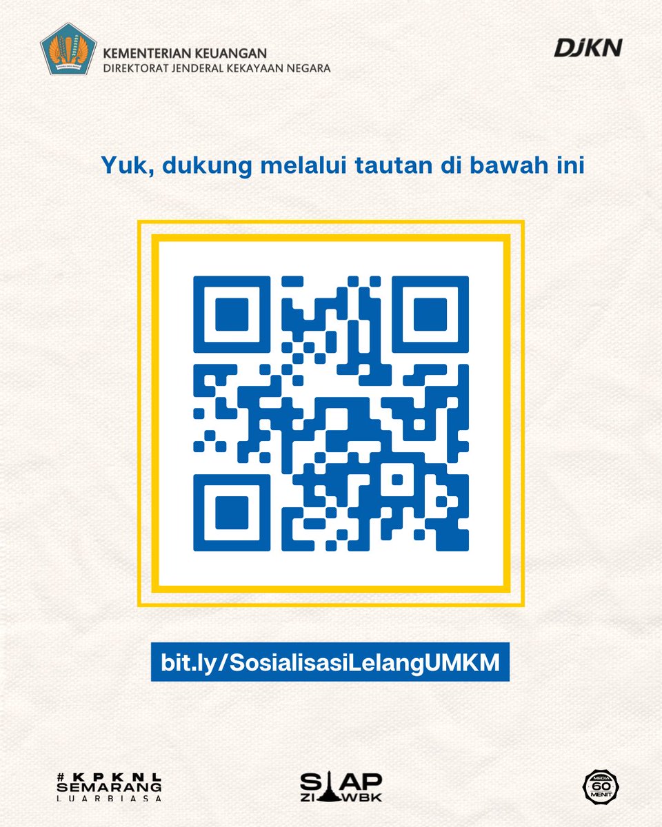 KPKNLSemarang's tweet photo. Selamat kepada KPKNL Semarang yang berhasil lolos ke Tahapan Semifinal KEDAI Lelang UMKM Tahun 2022. Semoga sukses dan mendapatkan hasil yang terbaik.
Dukung KPKNL Semarang untuk menjadi Peserta Terbaik.
#KEDAILelangUMKM
#AyoIkutLelang
#UMKM
#KemenkeuRI
#DJKN
#DitLelang https://t.co/2Ab8ABIUk2