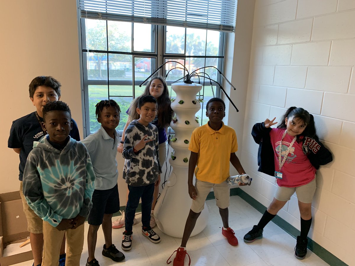 Our hydroponics tower is officially up and running! The kids did so well reading manuals, measuring out nutrients, checking Ph and most importantly working as a team! #LGEGarden <a href="/lgeseaturtles/">Lavern Gaynor Elementary</a>