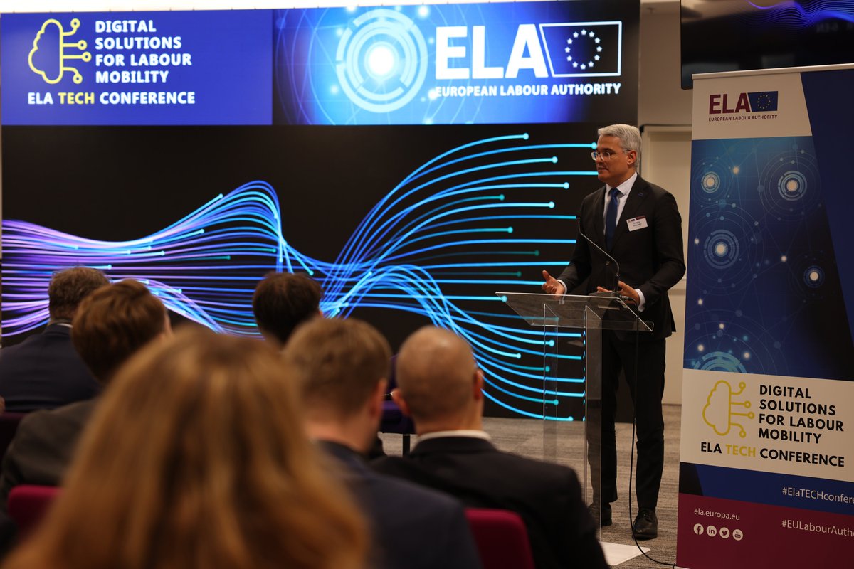 EU_ELA's tweet photo. 📢How can #EULabourAuthority facilitate digitalization in #labourmobility? This is discussed today at #ElaTECHconference
Agenda and more info at👉🏻 https://t.co/pU4AOgdGPf
Follow the conference online👉🏻 https://t.co/keSIuIqgzq
#EULabourAuthority #ElaTECHconference #labourmobility https://t.co/wiQQZ39KJA