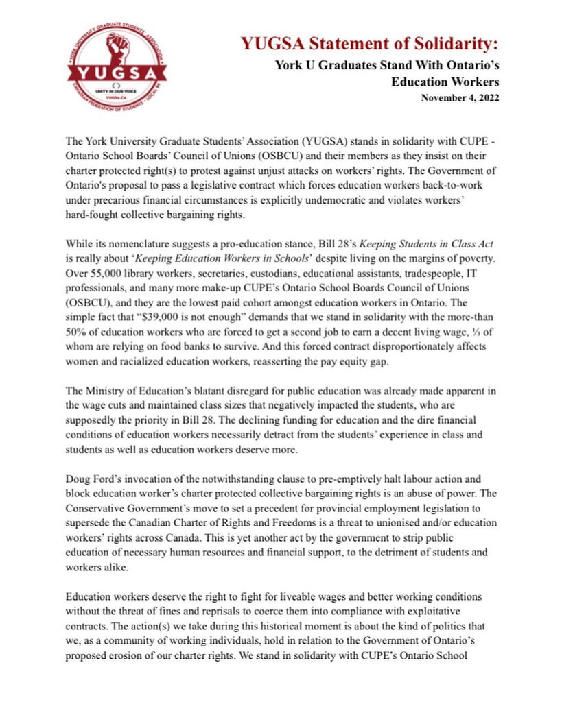 Standing in solidarity with Education workers Today!
.
Join a picket line near you Today!
Toronto picket lines will be in place at Queen’s Park from 8 am to 3:30 pm.
.
If you are outside of Toronto go to ift.tt/Yhv8yWu to find a picket line nea… instagr.am/p/CkigOg0gBiG/