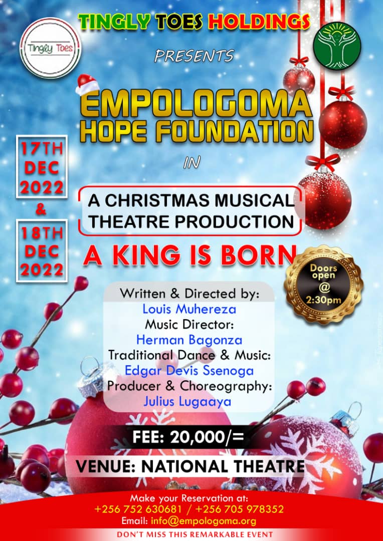 lugaaya's tweet photo. Empologoma Hope Foundation enables young girls to become strong, independent and highly educated women with a skill in performing arts 
Tingly toes proudly presents  Empologoma Hope foundations with a  Christmas – Musical production 
“A KING IS BORN”. https://t.co/obXxfJlIlA