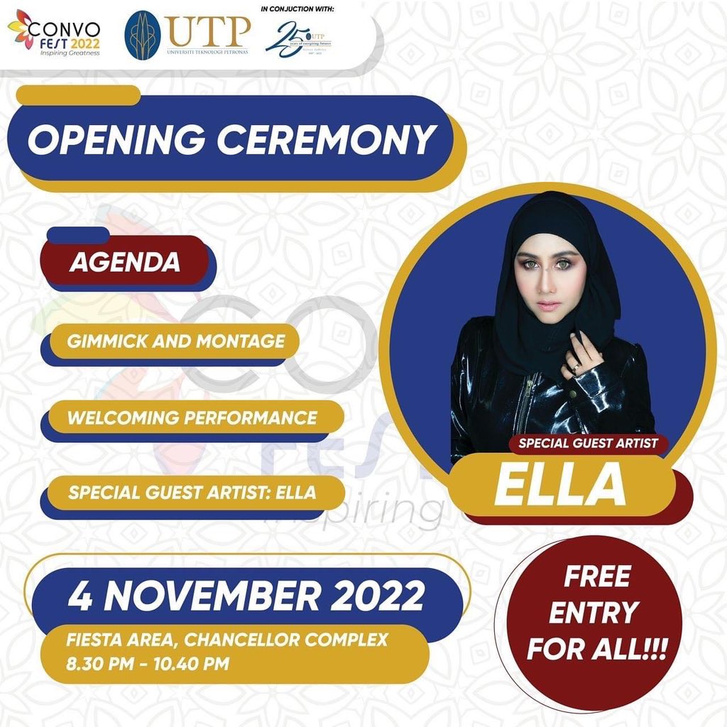 UTPOfficial's tweet photo. Watch CONVOFEST 2022 Opening Ceremony Live here:

https://t.co/SW6Va6UeHJ

#CONVOFEST2022
#INSPIRINGGREATNESS
#UTPinme https://t.co/HYwJ0MUXy9