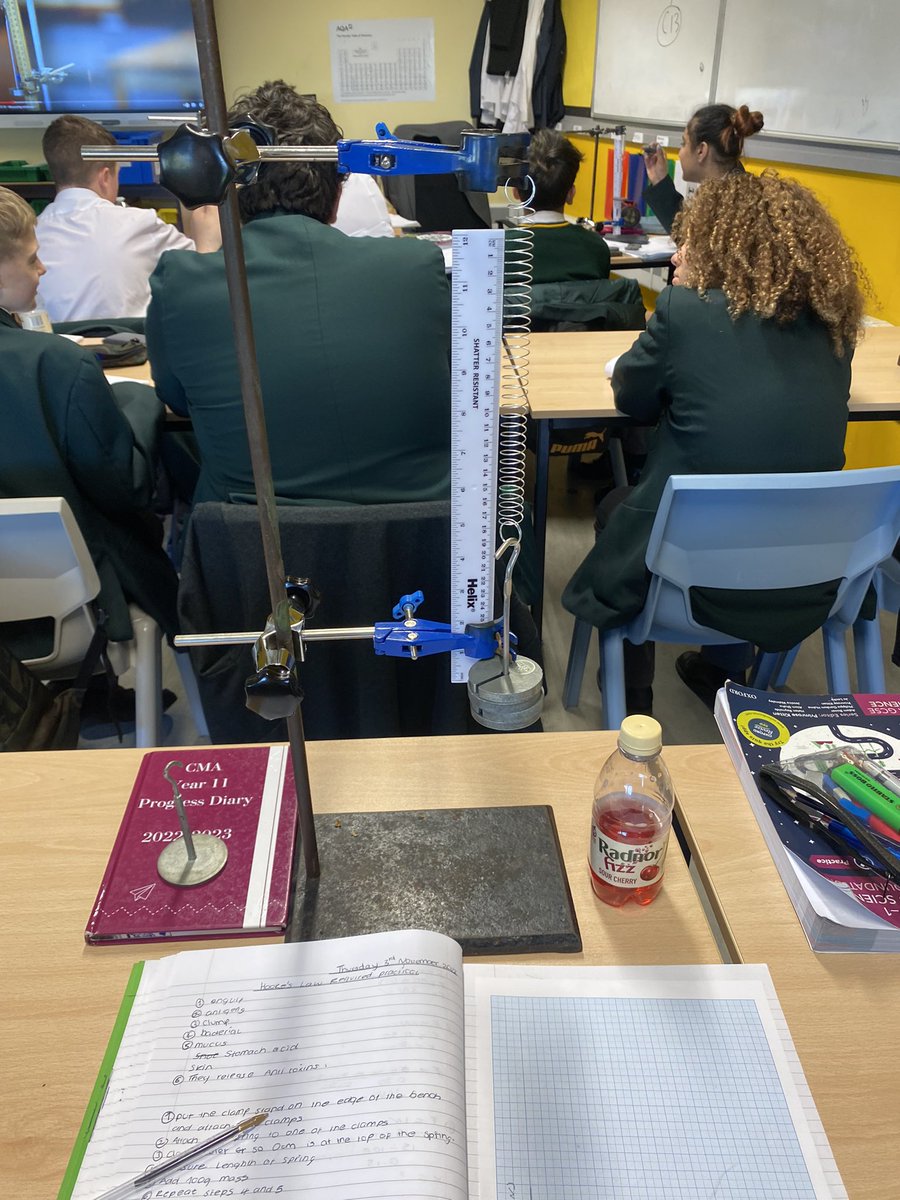 CMA_science's tweet photo. Year 1️⃣1️⃣ have been collecting data from their #HookesLaw experiment. 

@CedarMountHigh @CMA_STEM #Science #STEM https://t.co/DJpnB0ckHQ