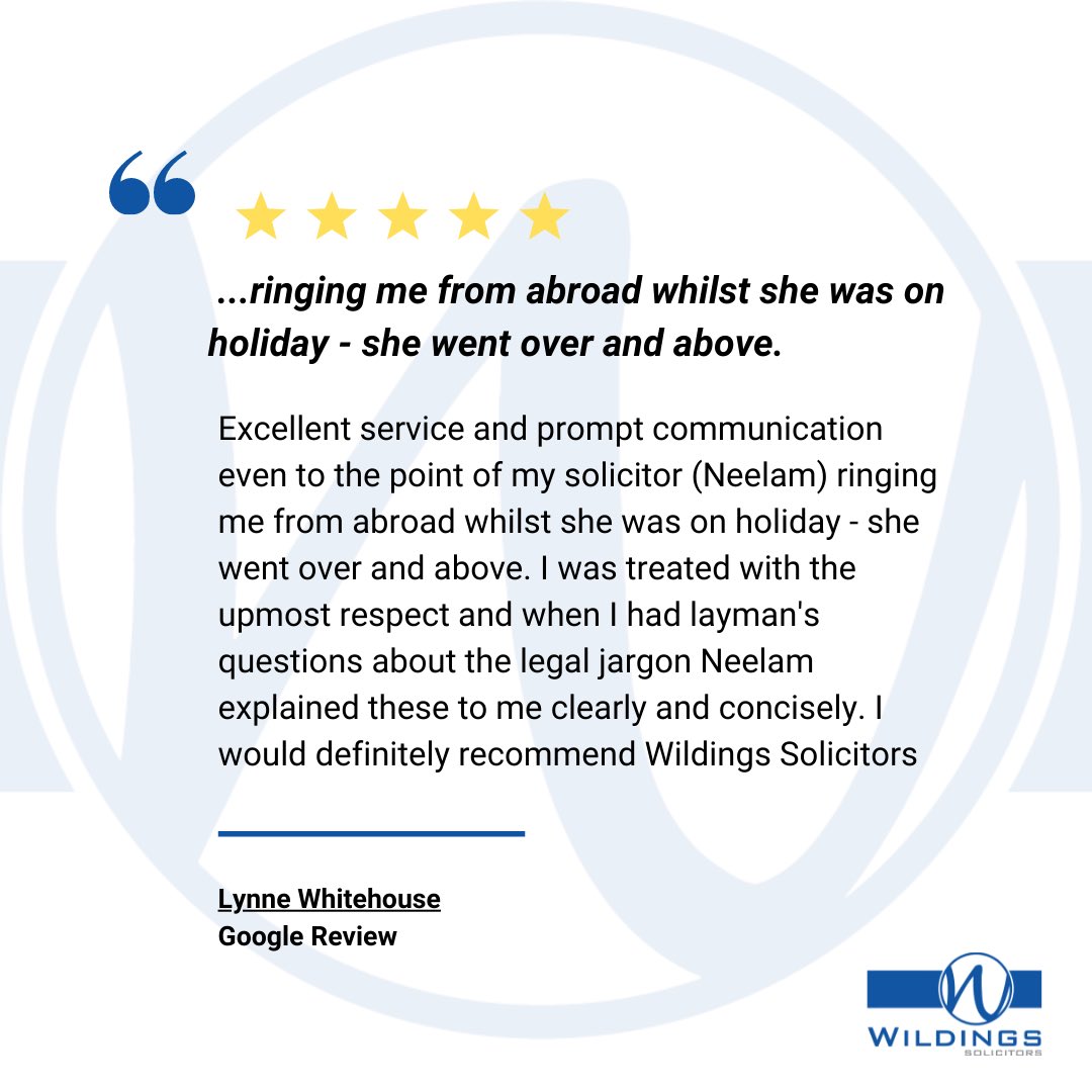Another great review for our partner Neelam Afzal <a href="/HR_employment/">Neelam Afzal</a> and the team👏🏻

If you have any Employment issue then don’t hesitate to contact us.

Call/email us today and see how we can help you.

📞 01217862555
📧 info@wildings-solicitors.co.uk

#clientreview #FeedbackFriday
