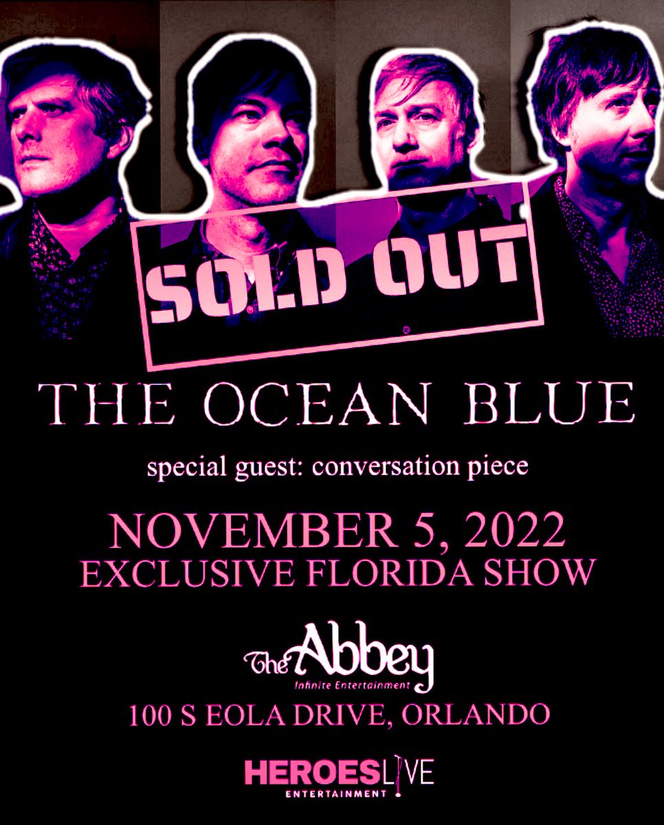 Tomorrow in Orlando FL 💕🌴 Doors 8pm
<a href="/cpmusicfl/">conversation piece</a> 8:30pm
<a href="/theoceanblue/">THE OCEAN BLUE</a> 9:30pm <a href="/TheAbbeyOrlando/">THE ABBEY</a> <a href="/heroesliveent/">Heroes Live Entertainment</a>