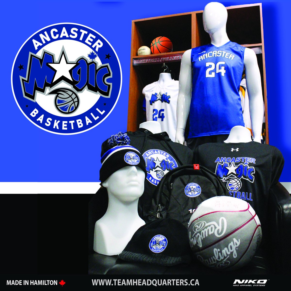 Nothing but net when it comes to the <a href="/MagicAncaster/">Ancaster Magic Basketball</a> team gear and swag! Thanks for choosing THQ and Nine-O to make your team look like a slam dunk!  #GoLikeNineO  #HamOnt #MadeInCanada #CustomMade #LocallyMade #CustomApparel #TeamApparel #ShopLocal #THQ  #NikoApparel