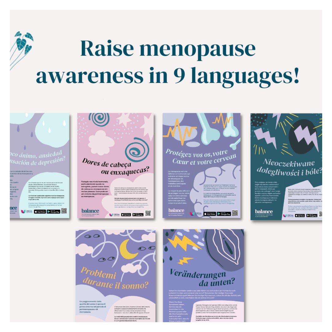 I’m pleased to share we have translated our menopause symptom awareness posters in nine additional languages - French, Spanish, Italian, German, Dutch, Portuguese, Polish, Danish and Welsh. Download at bit.ly/balanceTransla… @balanceMeno