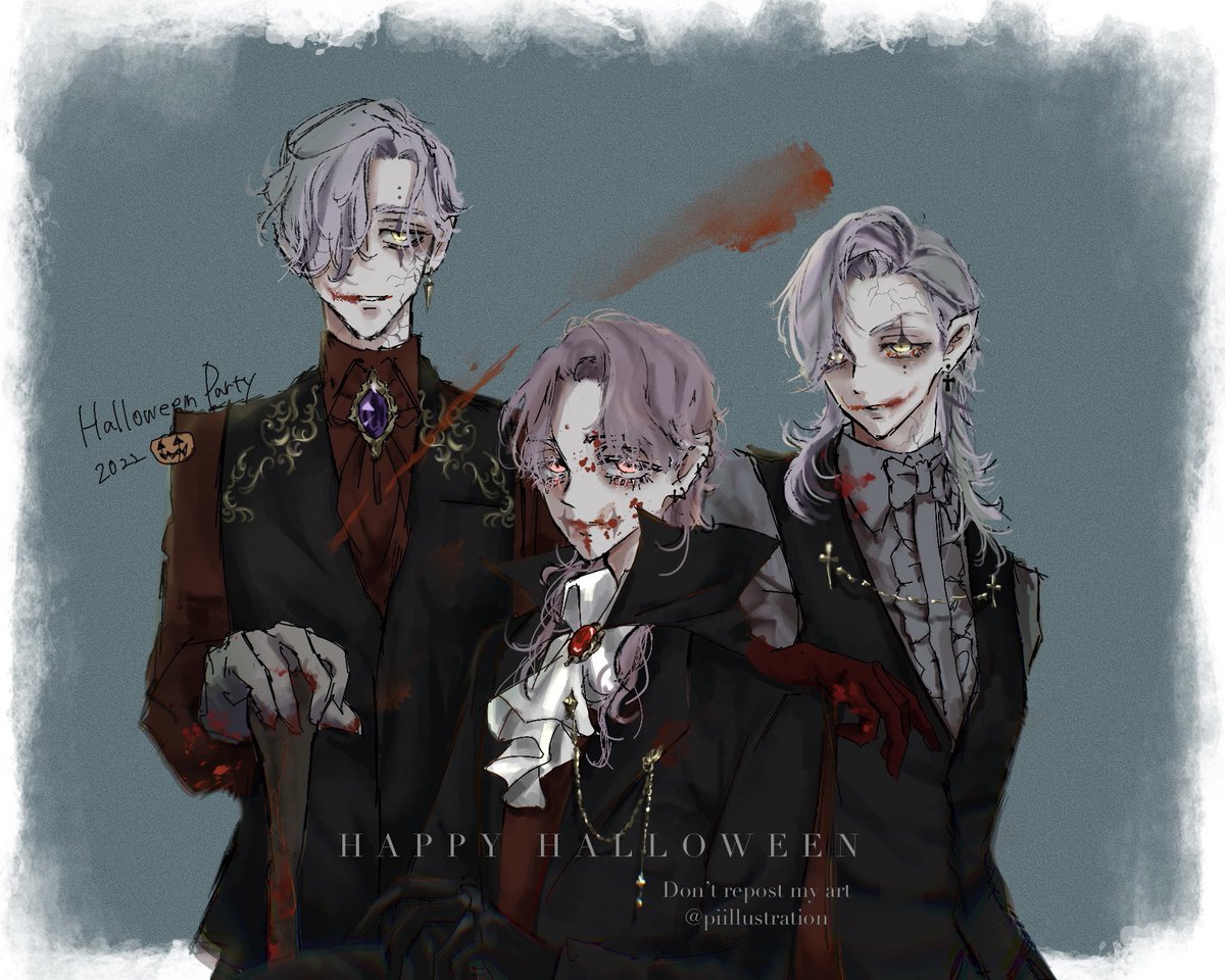 piillustration's tweet photo. HALLOWEEN🧛🏻‍♂️🍷

出遅れたハロウィン晩餐会🦇⚜️🎃 https://t.co/z4GTYNP9CF