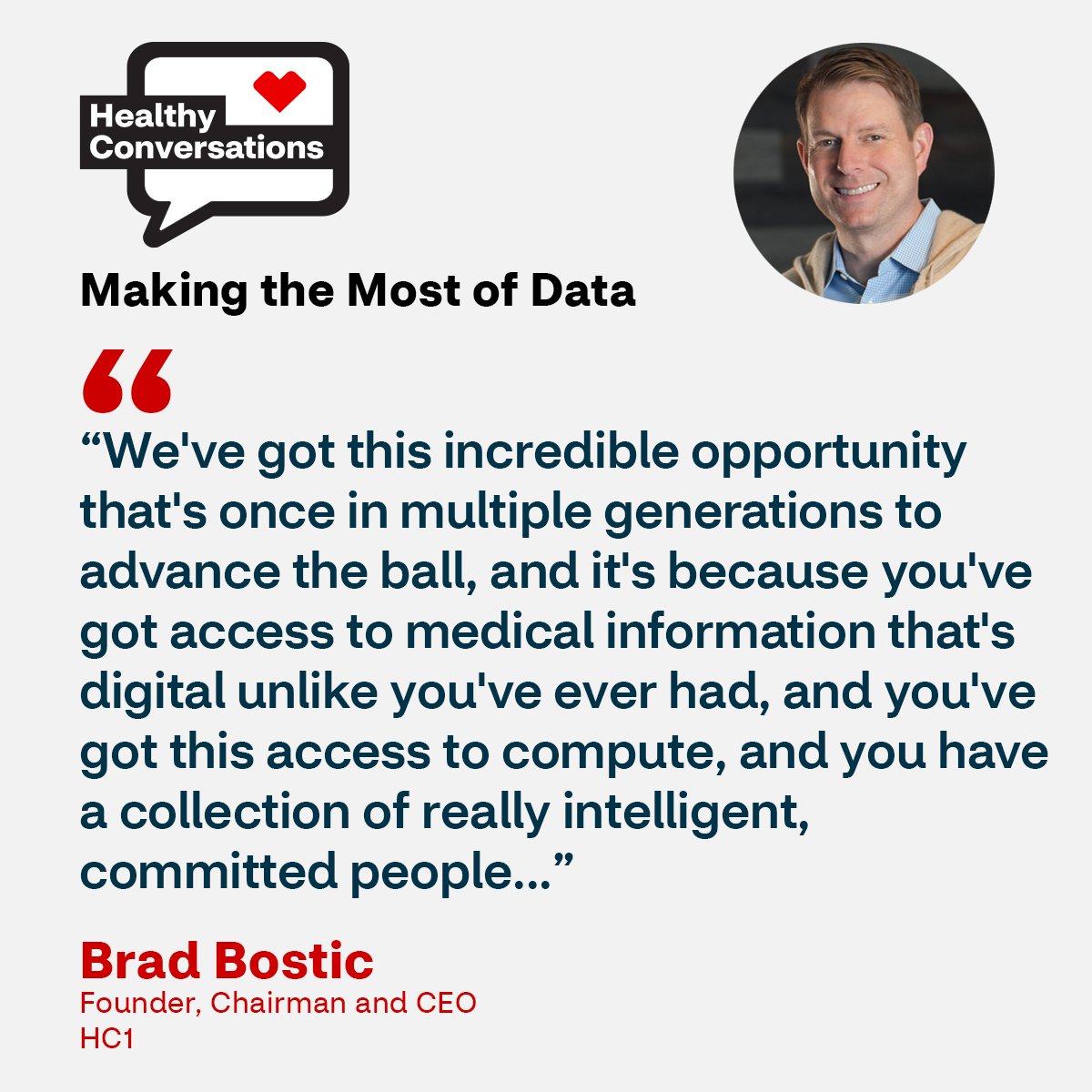 Founder, chairman, and CEO of cloud-based precision health platform HC1 @bradbostic joins our latest episode of Healthy Conversations and shares more about the power of using #machinelearning to make sense of health care data: cvs.co/3T1opUk