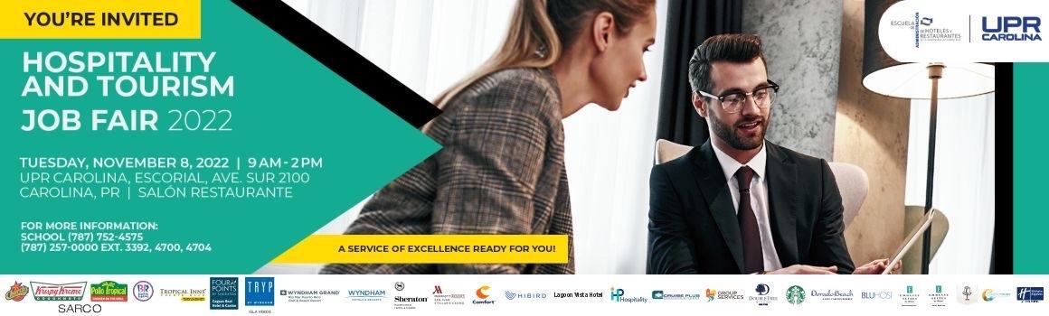 🗣️ ¡Se acerca la fecha! | Te esperamos en el Hospitality &amp; Tourism Job Fair 2022 de la DECEP-UPR Carolina 🙌
📆 8 de noviembre, 9:00AM-2:00PM
📌Salón restaurante, UPR Carolina
ℹ️ Abierto para público general