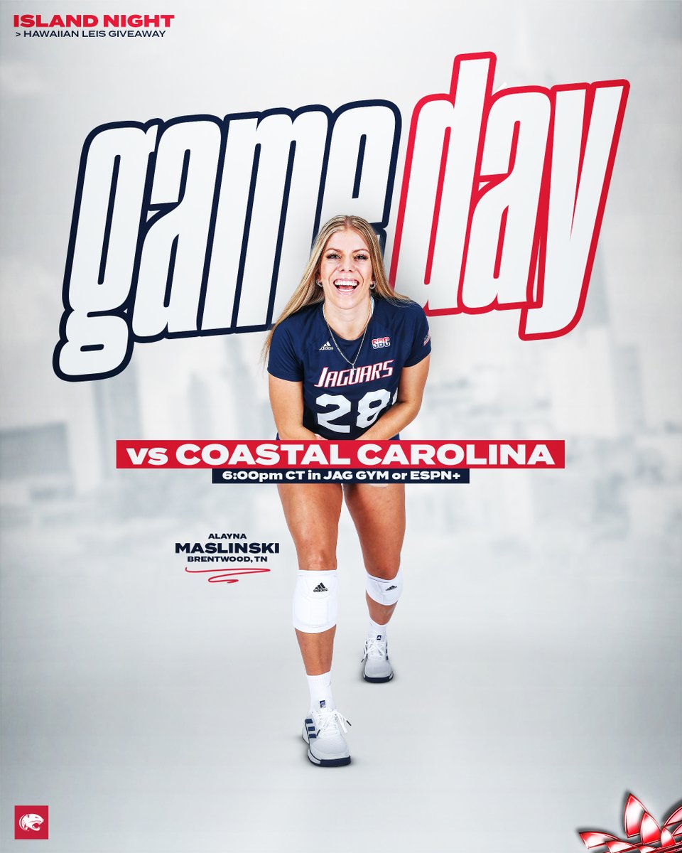 SouthAlabamaVB's tweet image. It&apos;s 🏝 Island Night 🏝 at Jag Gym‼️ #WeLead

🆚 Coastal Carolina
📍 Jag Gym
⏰ 6:00pm CT
📺 ESPN+