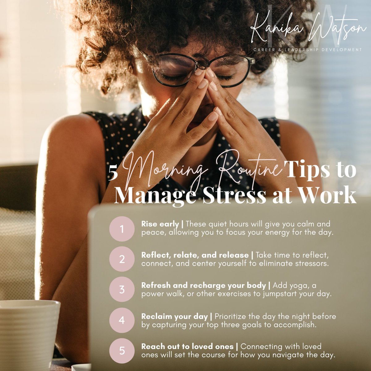 KanikaWatson's tweet photo. Workplace stress is a growing concern in today's world of work, especially for working women and mothers. It has become more commonplace since the COVID-19 pandemic and it hits women much harder than men. Learn 5 tips for managing stress at work. #nationalstressawarenessday https://t.co/VVg9hD7rVG