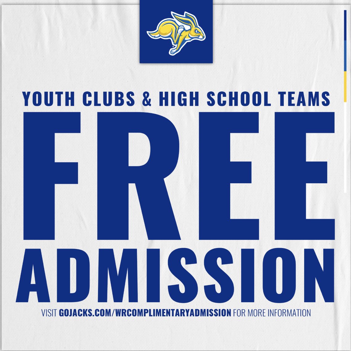 GoJacksWrestle's tweet photo. 🗣 𝘼𝙏𝙏𝙀𝙉𝙏𝙄𝙊𝙉 𝘾𝙊𝘼𝘾𝙃𝙀𝙎 🗣 

Did you know youth club and high school teams can attend all @GoJacksWrestle home duals for FREE?!? 

Full Details ➡️ https://t.co/tZHo1VwJWF https://t.co/Zc1A37N9E4
