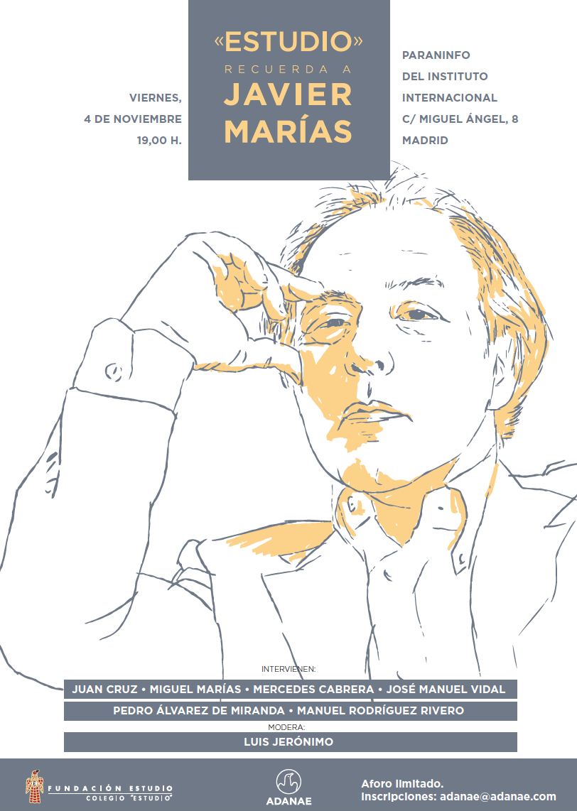 Esta tarde tendrá lugar en Madrid el Homenaje al escritor Javier Marías organizado por la Fundación Estudio y la Asociación de Antiguos Alumnos del Colegio (ADANAE). 
#Estudio_JavierMarias #colegioestudio #fundacionestudio #adanae #javiermarias #literatura
#cultura