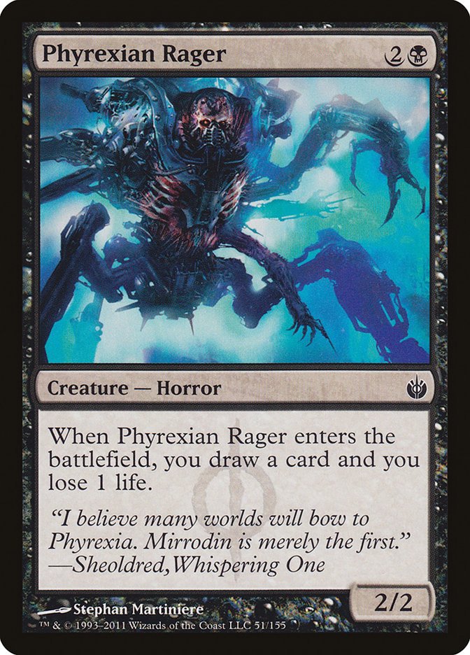 JasonVorthos's tweet photo. The Phyrexian Rager from 4 different eras

#mtgbro #MirrodinPure #mtgSOM #mtginv https://t.co/bYPW1U0F4B