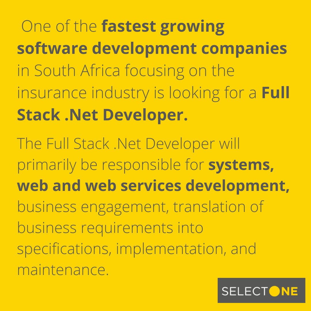 SelectONEza's tweet photo. #Vacancy #NowHiring #NetDeveloper #Hybrid
Full Stack .Net Developer

🟡To apply:
🌐 https://t.co/XFb5ZBy5ok 
📧 info@selectone.co.za
🟡 View #AllJobs &amp; #vacancies available on #SelectONE here: https://t.co/bc0N3W3JIa
#jobseekers #recruitment #recruitmentagency #recruitmentpartner https://t.co/ajXHGoapWD