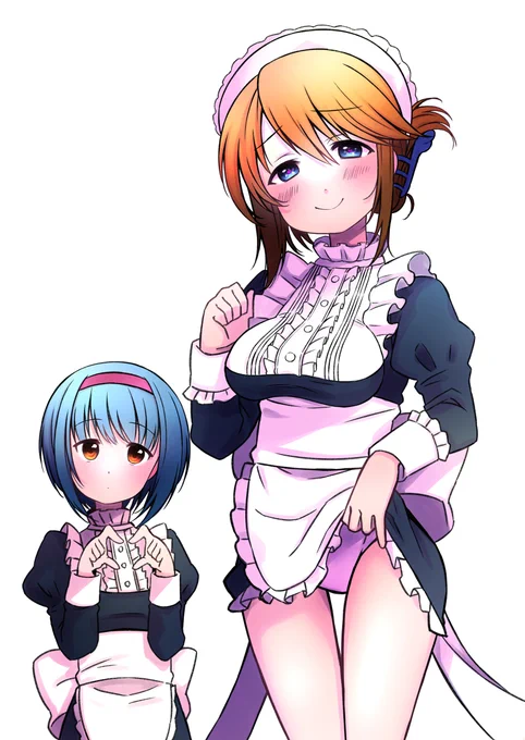 【リクエスト】可愛いメイドさん #手でハート #小牧愛佳 #魅惑のふともも #西園美魚 #メイド服 #マシュマロおっぱい #ぱんつ #ぐるぐる目 #風のいたずら #ToHeart2  