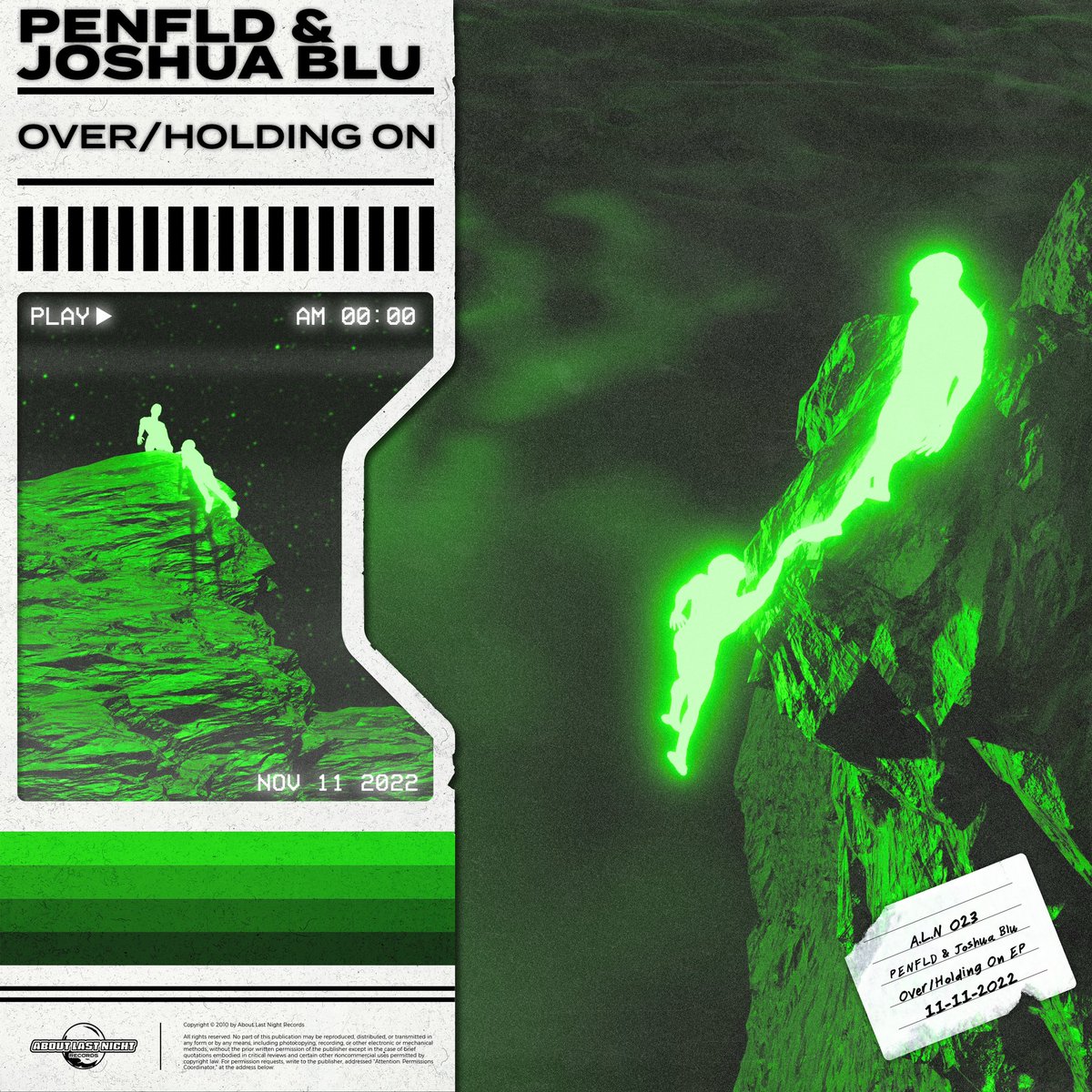 ALN023: <a href="/itspenfld/">PENFLD</a> &amp; Joshua Blu - Over / Holding On 💚

Out November 11th on all major platforms. 

Pre-save link:
Linktr.ee/aboutlastnight… 📎

🎨 by <a href="/cdivisionstudio/">CLOUD DIVISION STUDIO</a>