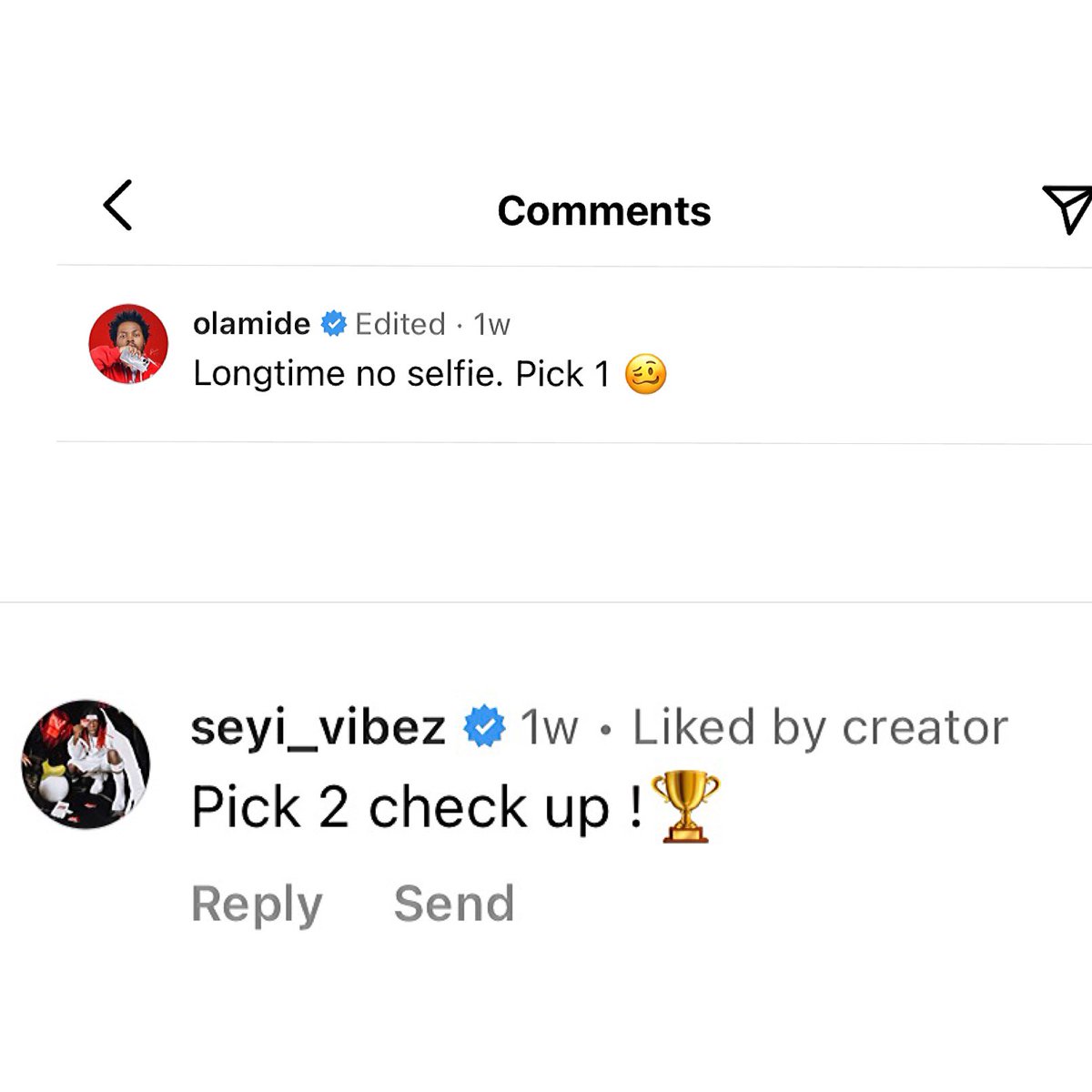 seyi_vibez's tweet photo. Olamide Baddo forever an inspiration!👑 I recorded CHANCE after this comment in 20 mins loll https://t.co/V95l0hkd3S