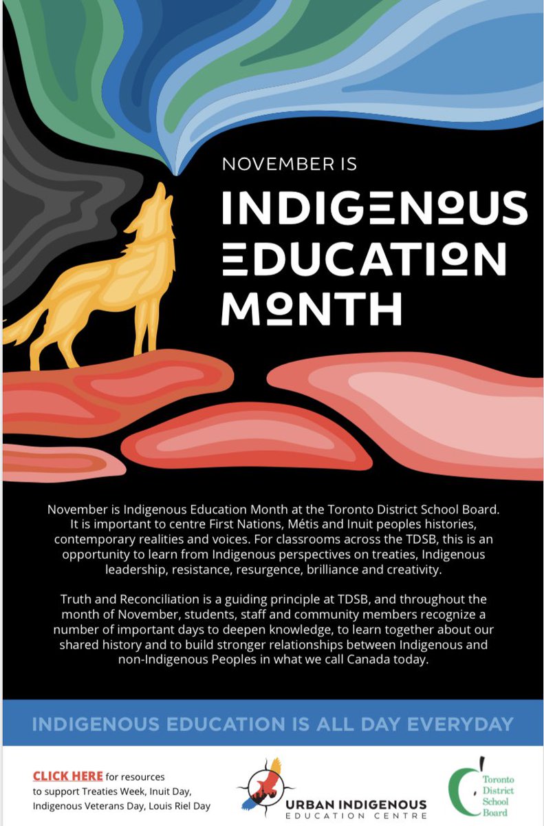 Join @UIEC_Tdsb for some engaging virtual sessions for students and teachers for Indigenous Education Month @tdsb staff see MyPath to register tdsb.sabacloud.com/Saba/Web_spf/C… November 7-11 is Treaties Week!