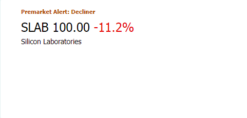 MarketChmln's tweet image. $SLAB #SiliconLaboratories declines in premarket trading. See vwap price action. marketchameleon.com/Overview/SLAB/…