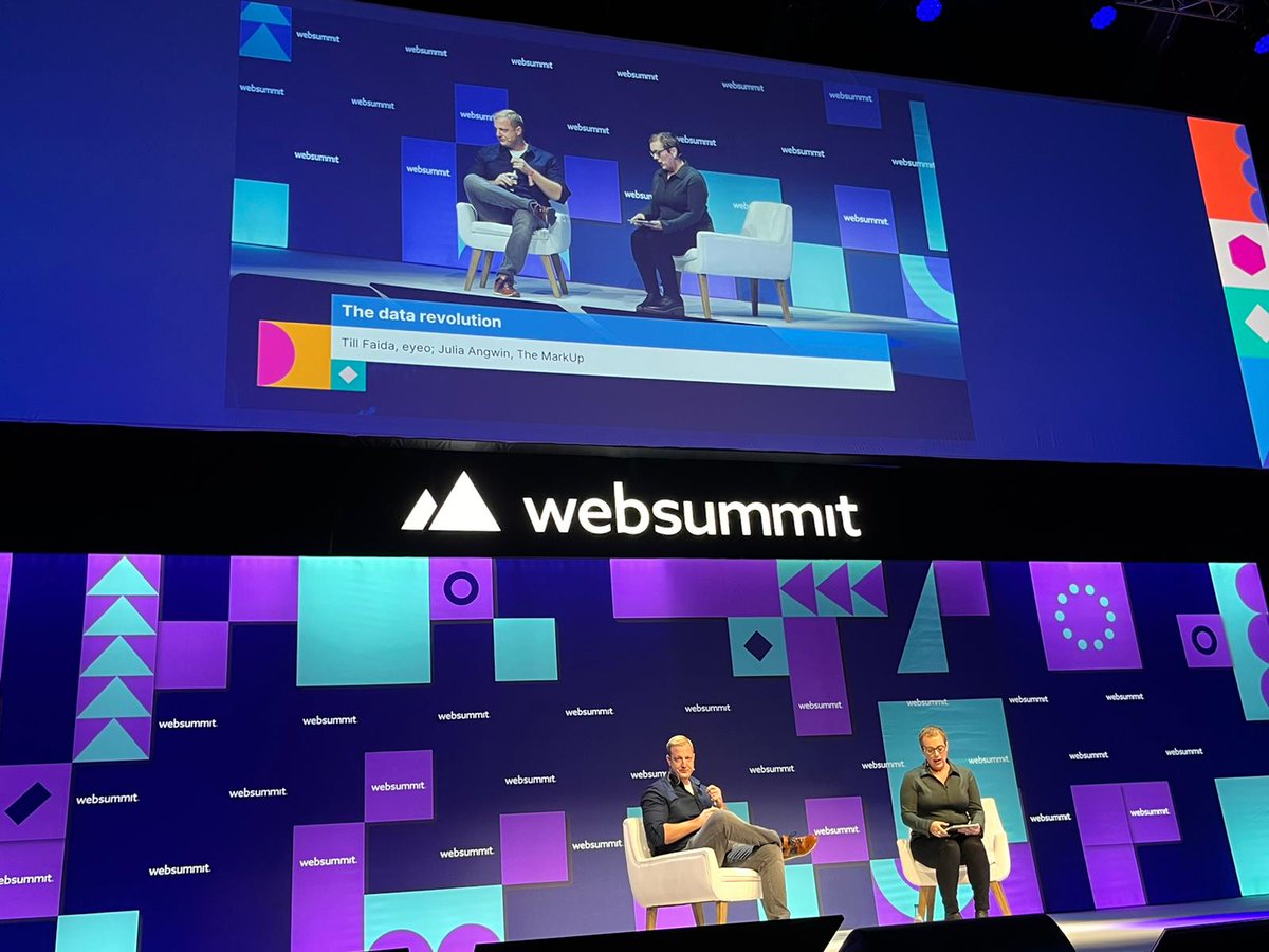eyeo's tweet image. Today on the PandaConf stage at #WebSummit2022, @tillfaida, Co-founder of @eyeo, took part in a fireside chat on “The data revolution” with @JuliaAngwin, Founder &amp;amp; Editor-At-Large of @themarkup.

Together they analyzed the future of data in the online ecosystem. 

#DataScience