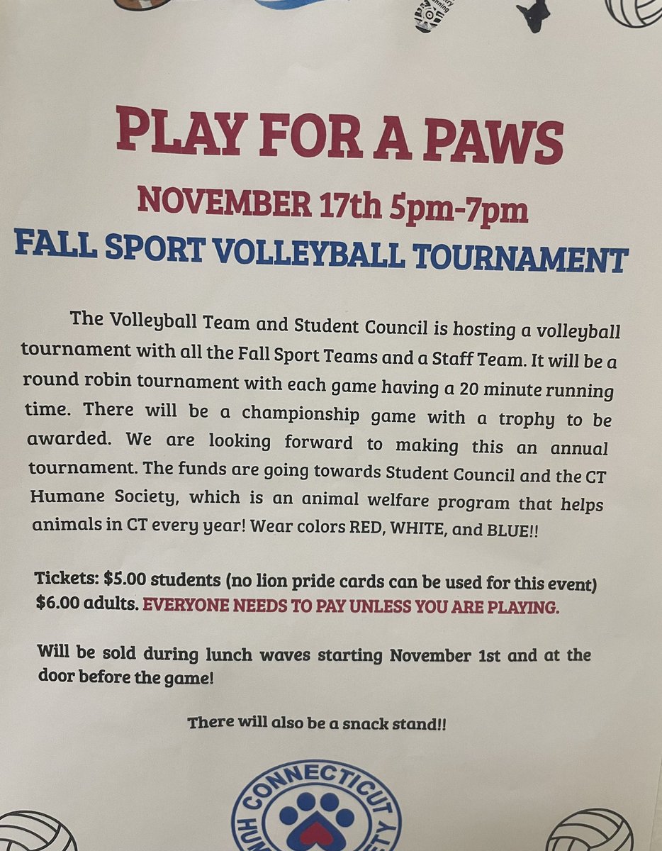 Tickets on sale for the game in lunch this week and next! ❤️💙🏐