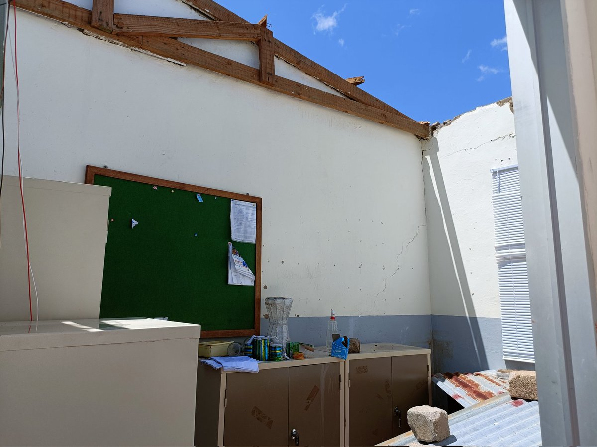 sentleL69's tweet photo. Upper Setlagole Primary School in the Ratlou Local municipality is one of four schools that were severely damaged by storms in the Ngaka Modiri Molema District Municipality in North West #sabcnews https://t.co/jmXJ5eHNwb