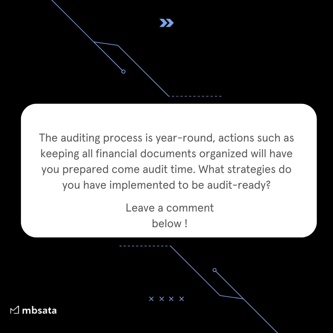 MBSATANY's tweet photo. Having a system in place year-round that will make audit time more manageable and less hectic will pay dividends to your organization. Let us know the system you have! https://t.co/jhps0K9Vhc