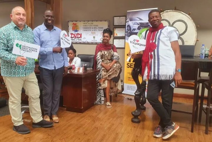 DWAPOfficial's tweet photo. The #DestinationWestAfricaProject team made a stopover at the office of its ambassador in Ghana - Ahmed Naamann's @Dodiworld_ghana - this morning, inside the Lancaster Hotel at 37 Area near, Airport road in Accra Ghana.
#DestinationWestAfricaProject #VisitWestAfrica #DWAP https://t.co/y40R77v7dV