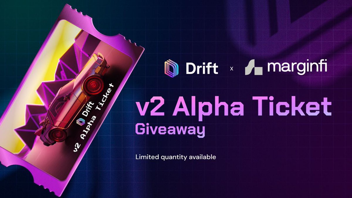 marginfi's tweet photo. Partnering with tha squad @DriftProtocol to giveaway 10 Drift v2 Alpha Ticket NFTs!🏎

To Enter:

1️⃣ Follow @DriftProtocol and @marginfi
2️⃣ Like + Retweet
3️⃣ Tag 2 friends 

Winners picked in 72 hours! https://t.co/HO0XBn3Q7P