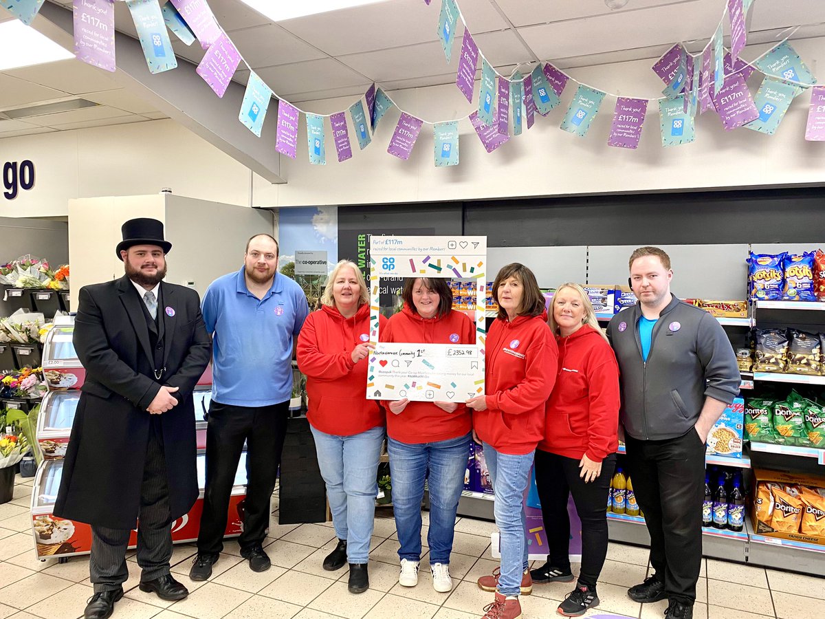 Newtongrange1st's tweet photo. It’s celebration day at @coopuk in #Newtongrange we were delighted to receive our cheque for £2352.98 from the local community fund. Thank you ! #ItsWhatWeDo  #peoplemakecommunities https://t.co/yy8T7TBmFK