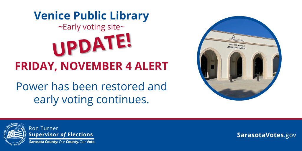 City of Venice, FL on Twitter "RT sarasotavotes Power has been