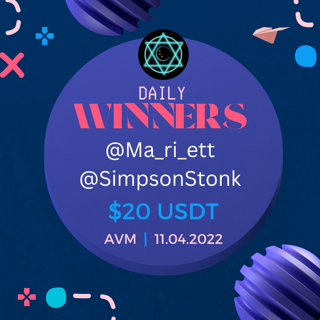 AlchemyVirtualM's tweet image. 📣📣📣
CONGRATULATIONS to the  winners to our 30 days daily task of holding $AVM, our first day winners are:

@Ma_ri_ett
@SimpsonStonk

DM us your BSC wallet ADD within 24 hours: