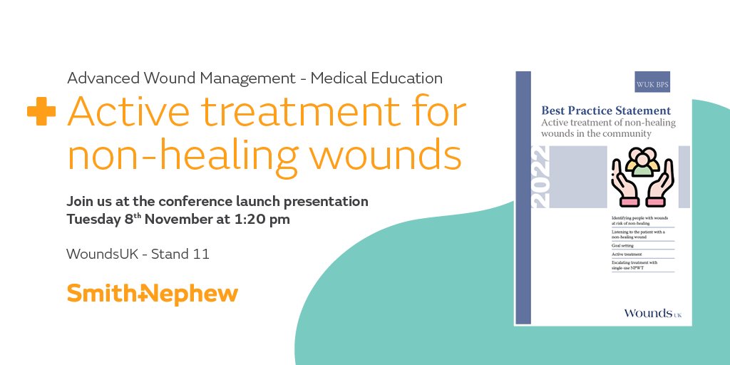 Wound care clinicians, are you heading to the #WoundsUK conference with questions on non-healing wounds? You could leave with answers. Don’t miss our expert presentation on 8th Nov for best practice guidelines on active treatment. Click here: ow.ly/HOaP50LuoAJ #NPWT