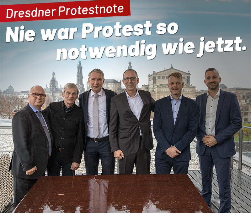 AfD_SLT's tweet photo. Dresdner #Protestnote der #AfD-Fraktionsvorsitzenden Ost:

Die Regierung ist dabei, #Deutschland in den Abgrund zu stürzen. Nie war Protest so notwendig wie jetzt.

Weshalb wir protestieren, erklären wir hier: https://t.co/wJVIhadKK9 https://t.co/nX3ezqu4UN