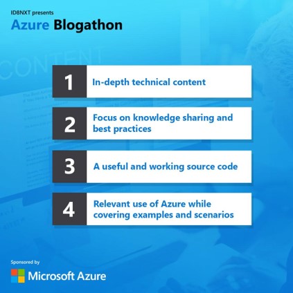 Writing blogs is no doubt your forte but following these few guidelines will ensure that your blog is exceptional and wins you big prizes.

#azureblogathon #microsoft #developers #microsoftazure #blogs  #techblogger #devcommunity  #azurefocused #azureexperiences #incentiveprogram