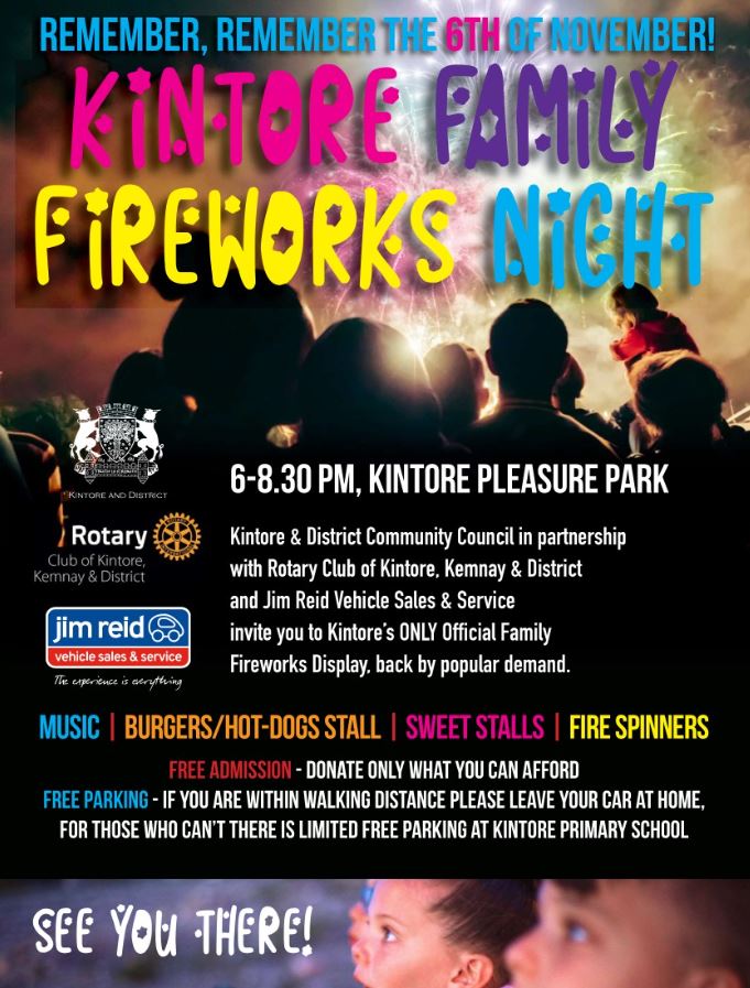 We are delighted to have got the opportunity to support our local community here at AquaTerra Training by sponsoring the upcoming 💥 Kintore Family Fireworks Night 💥 on Sunday 6th November!