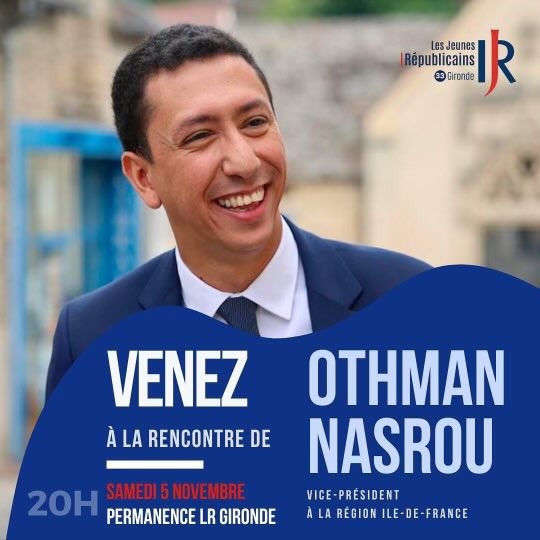 othmannasrou's tweet photo. Rendez-vous demain soir à Bordeaux avec les @jeunesreps de Gironde ! Merci à @Thomas__Guyot pour son invitation. https://t.co/diapqqLRax