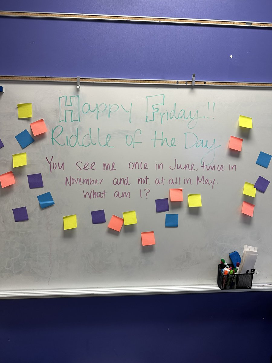 MsRachelCohen's tweet photo. Today’s riddle ☀️ Most students answered it correctly so I may need to make it more challenging next time 🧠 @TurnerCreekES https://t.co/8tjO1ZbwyQ
