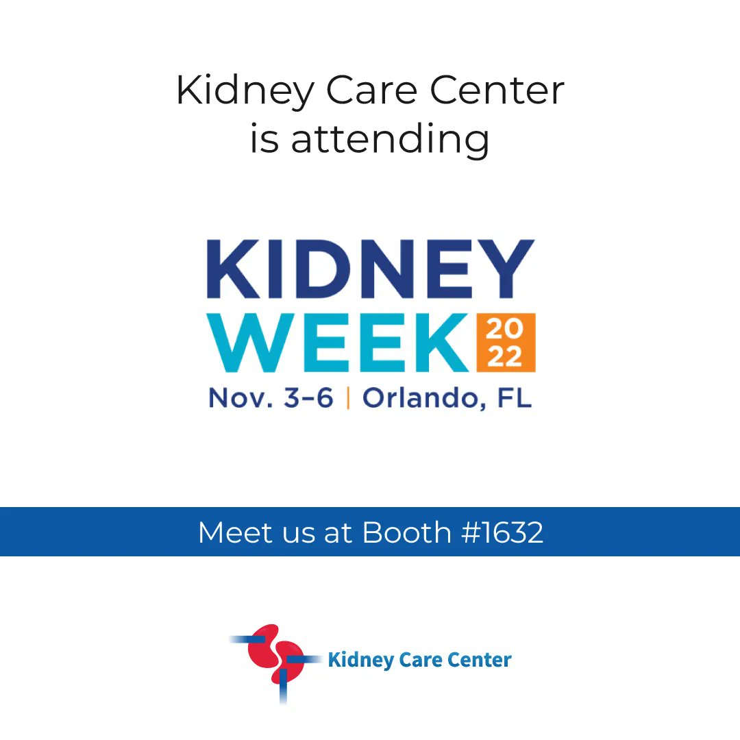 Kidney Care Center is excited to be attending the ASN Kidney Week 2022! Are you attending? Come and chat with our team at booth #1632.

#KidneyWeek #2022KidneyWeek #KW2022 #ASN #ASNkidneyweek #KidneyCare