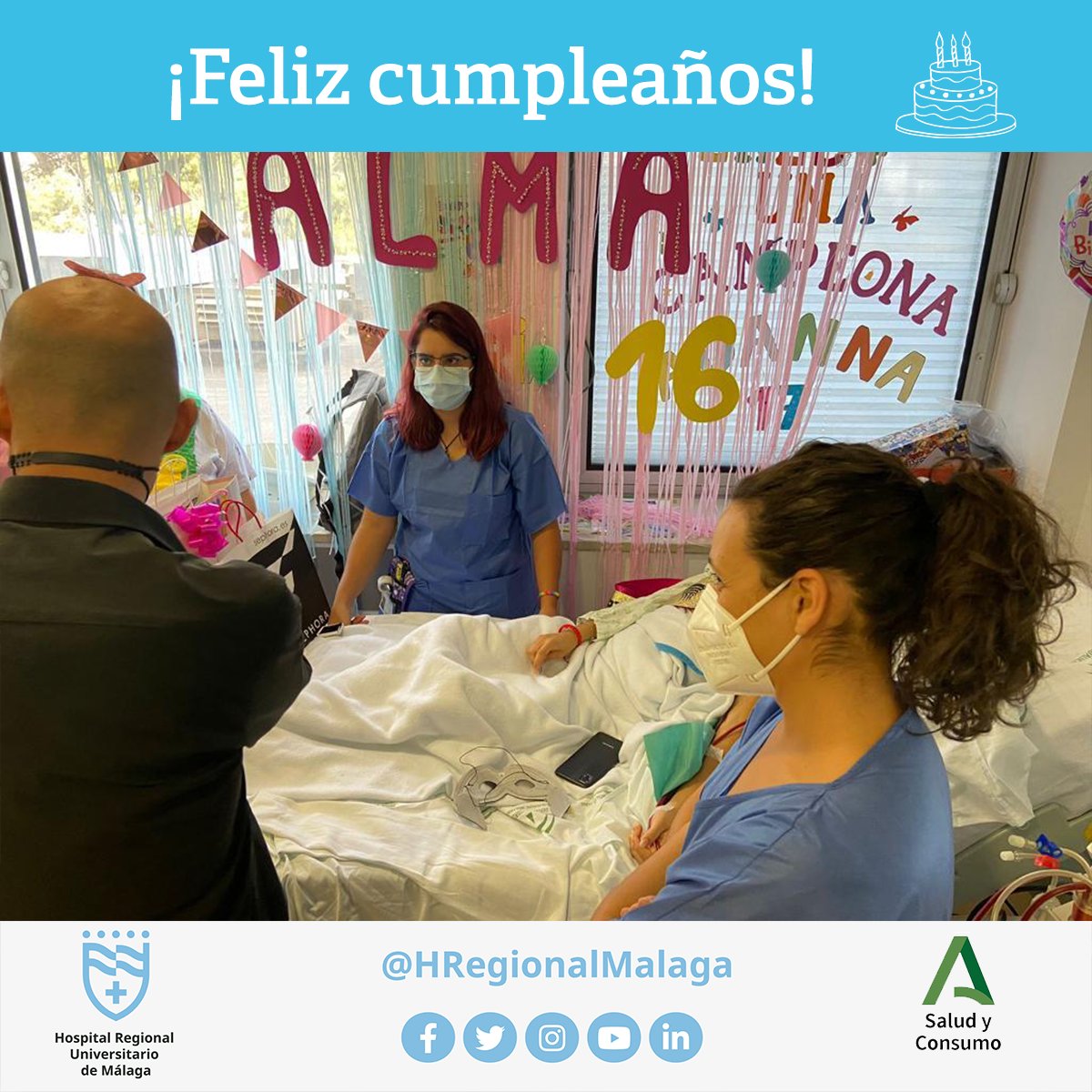 HRegionalMalaga's tweet photo. 🎉🎂 En nuestro afán de seguir atendiendo con el corazón, y en los valores de #humanización en los que tanto trabajamos, ayer en nuestra unidad de #Hemodiálisis Infantil celebramos el cumpleaños de una de nuestras pacientes y un mago de @asoc_avoi  le hizo un pase privado 🪄🎩🐰 https://t.co/ZZVkk1etLq