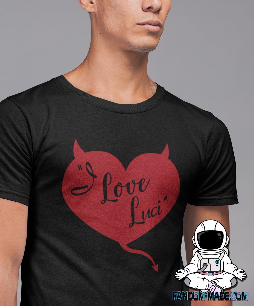 FandomMade's tweet photo. Hey, #LuciferNetflix fans we have your fave #devil on https://t.co/bDy4Y8SqHo now! Check out our I Love Luci design, now available on shirts, #buttons, #stickers, and more. #Fandom #lucifer #FandomShop #ShopFandom #SmallBusinessOwner #FandomMade https://t.co/xPIZc0SYdM